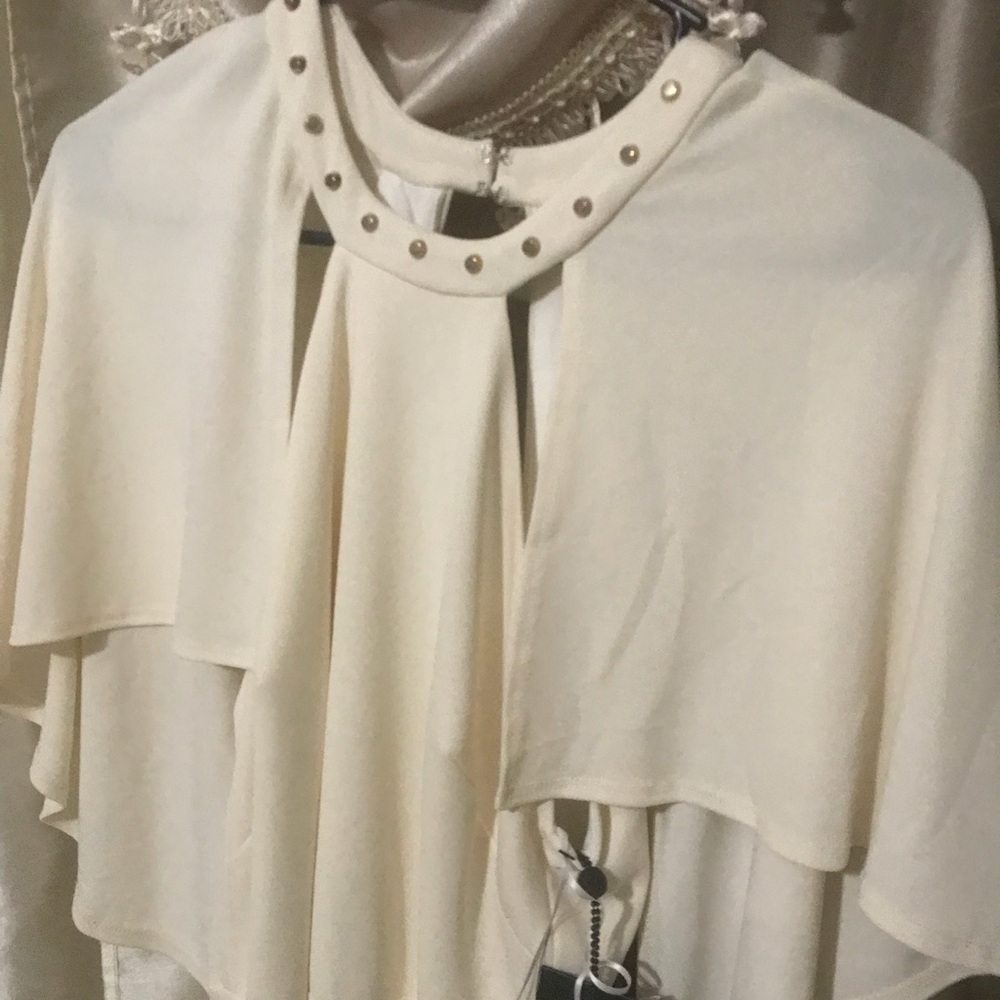 ABS by Allen Schwartz Studded Neck Cape Dress M - Picture 6 of 8
